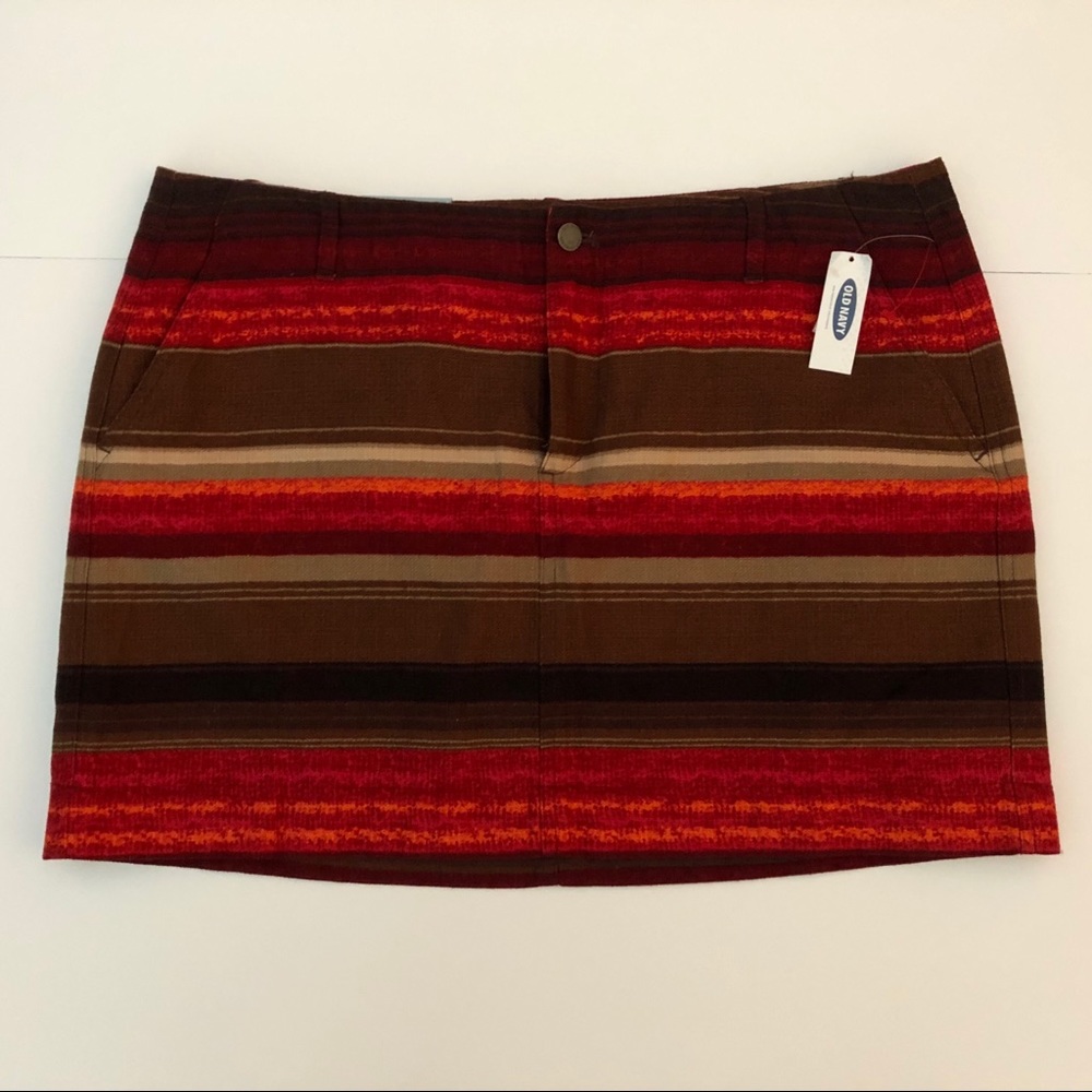 Old Navy Orange/Brown/Red Stripe Mini Skirt 14